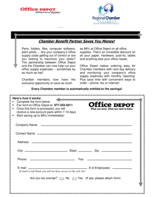 Chamber Office Depot Savings Form