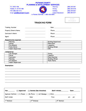Putnam County Planning Tracking Form