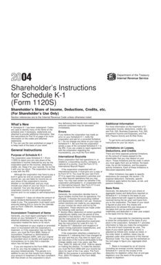 Shareholder’s Instructions for Schedule K-1 (Form 1120S)