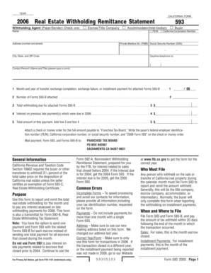 California Form 593 Real Estate Withholding Remittance Statement