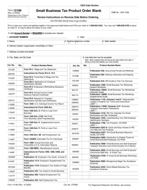 IRS Form 12196 Small Business Tax Product Order