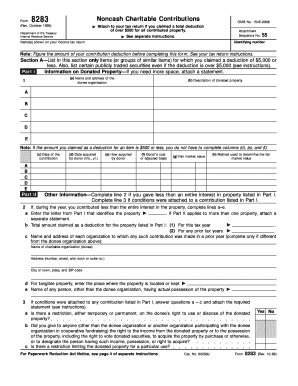 IRS Form 8283 Noncash Charitable Contributions