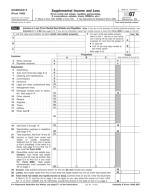 Schedule E Form 1040 2007