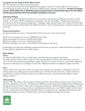King for Kids Bike-a-Thon Registration Form