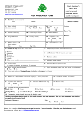 Lebanon Visa Application Form