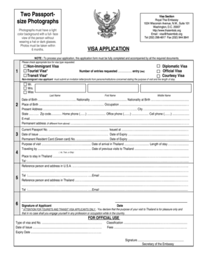 Royal Thai Embassy Visa Application Form