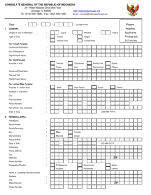 Indonesia Visa Application Form