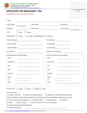 Bangladesh Visa Application Form
