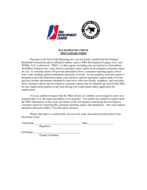 Background Check Disclosure Form