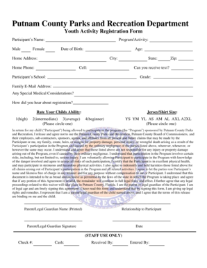 Putnam County Youth Activity Registration Form