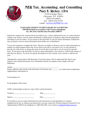 Taxpayer Consent to Disclosure Form