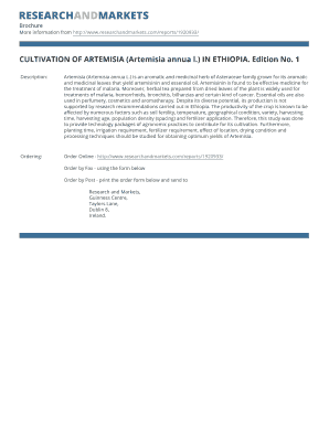 Artemisia Cultivation Order Form
