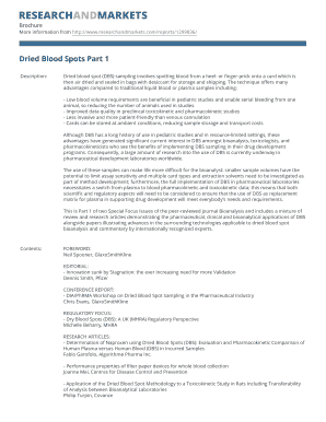 Dried Blood Spots Part 1 Brochure