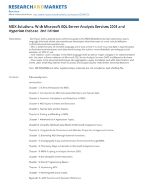 MDX Solutions Book Order Form