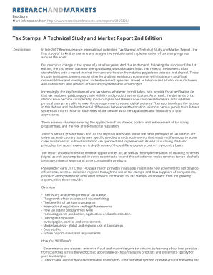 Tax Stamps: A Technical Study and Market Report 2nd Edition