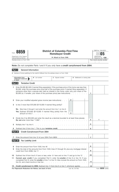 IRS Form 8859 Homebuyer Credit 2005
