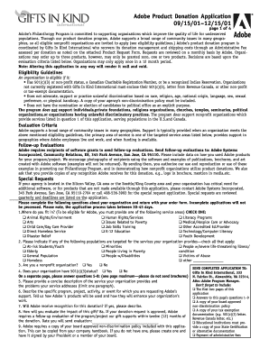 Adobe Product Donation Application