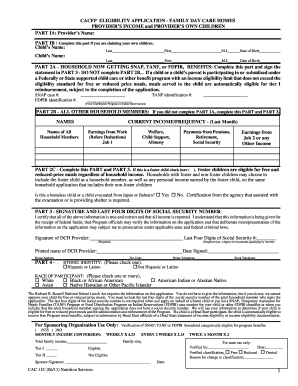 CACFP Eligibility Application