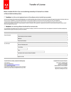 Adobe License Transfer Form