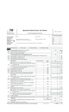 Form 720 Quarterly Federal Excise Tax Return