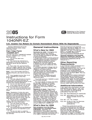 Form 1040NR-EZ Instructions