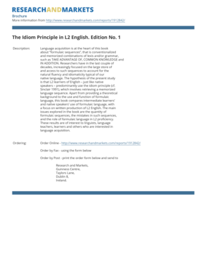 The Idiom Principle in L2 English Order Form