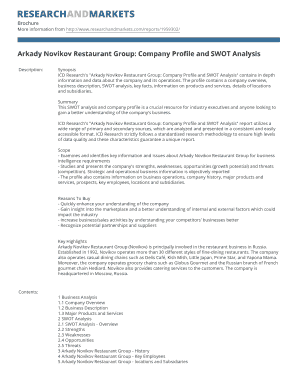 Arkady Novikov Restaurant Group: Company Profile and SWOT ...