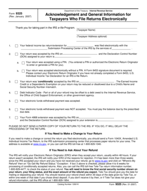 IRS Form 9325 Acknowledgement