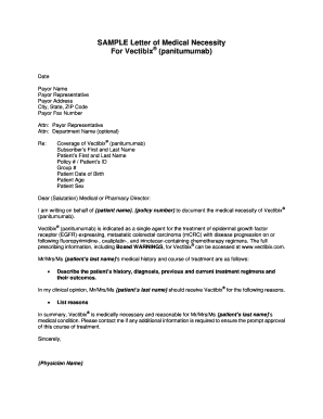 Example of explanation letter - Vecitbix SAMPLE Letter of Medical Necessity 20091201