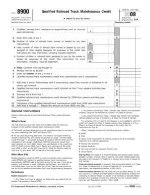 Form 8900 Qualified Railroad Track Maintenance Credit