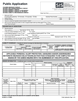Public Application for Insurance