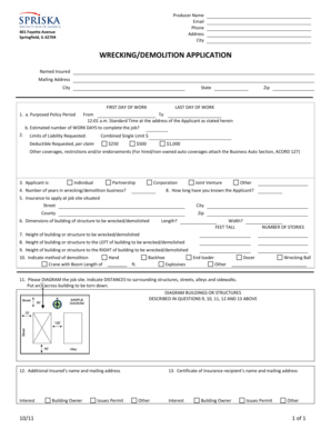 Wrecking/Demolition Application