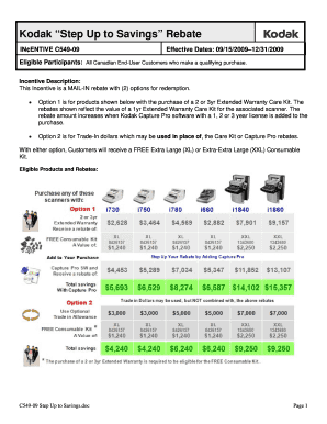 Kodak Step Up to Savings Rebate Form