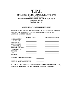 Residential Plumbing Review Sheet