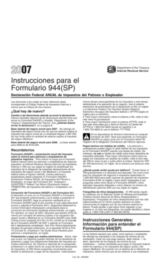 Instrucciones para el Formulario 944(SP)