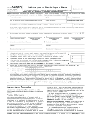 Formulario 9465(SP) Solicitud para un Plan de Pagos a Plazos