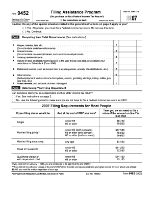 IRS Form 9452 Filing Assistance Program