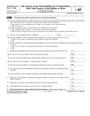 Schedule M-3 Form 1120S