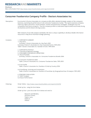 Business profile example - Consumer Foodservice Company Profile - Doctors Associates Inc