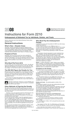 IRS Form 2210 Instructions