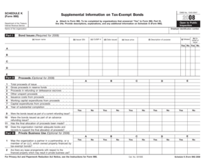 Schedule K Form 990 Supplemental Information on Tax-Exempt Bonds