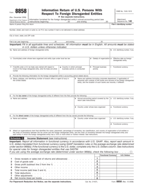 Form 8858 Foreign Disregarded Entity