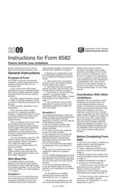 Instructions for Form 8582 (2009)