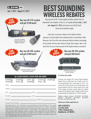 Line 6 XD-V Series Wireless Rebate Form