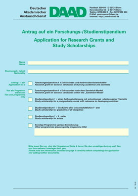 Antrag auf ein Forschungs-/Studienstipendium