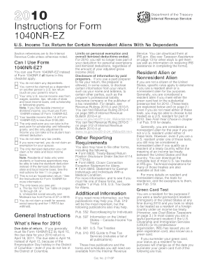 Instructions for Form 1040NR-EZ (2010)