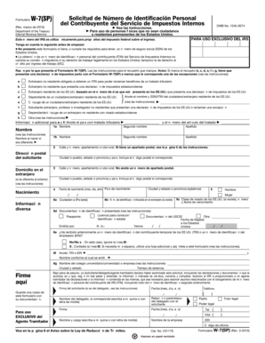 Formulario W-7(SP) Solicitud de Número de Identificación Personal del Contribuyente