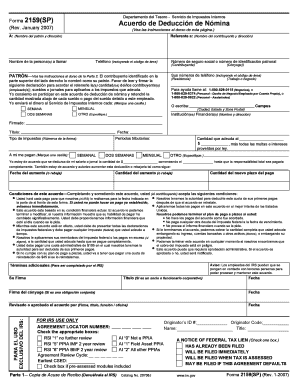 Forma 2159(SP) De Acuerdo de Deducción de Nómina