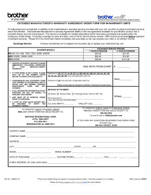 Extended Manufacturer’s Warranty Agreement Order Form