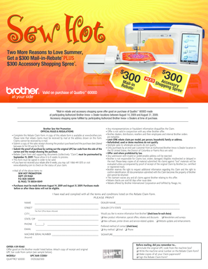 Brother Sew Hot Promotion Rebate Claim Form